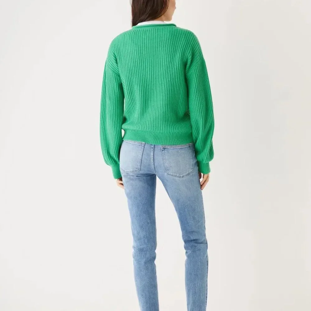 Frank & Oak Ribbed Crewneck Sweater in Bright Green - Picture 3 of 7